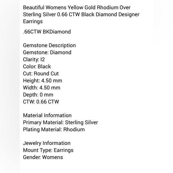 Black Diamond Stud Earrings - Picture 2 of 2
